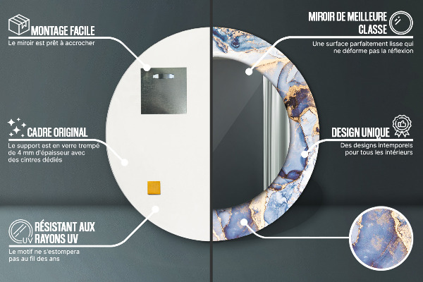 Specchio tondo stampato Arte liquida astratta