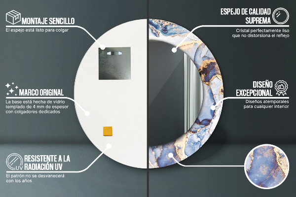 Specchio tondo stampato Arte liquida astratta