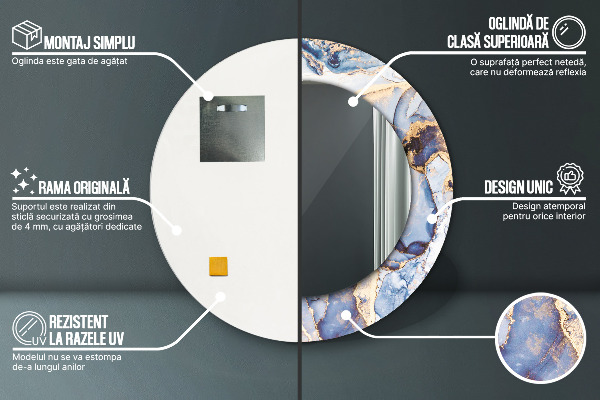 Specchio tondo stampato Arte liquida astratta