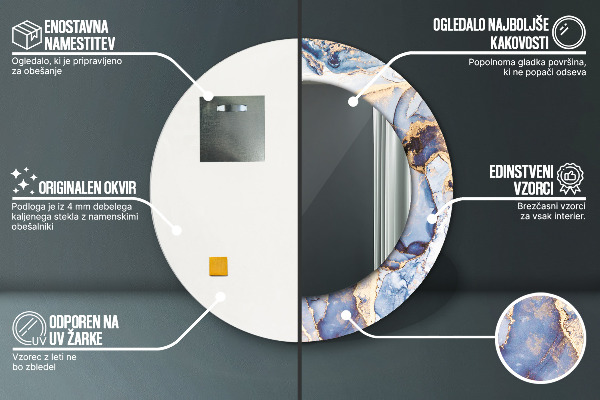 Specchio tondo stampato Arte liquida astratta