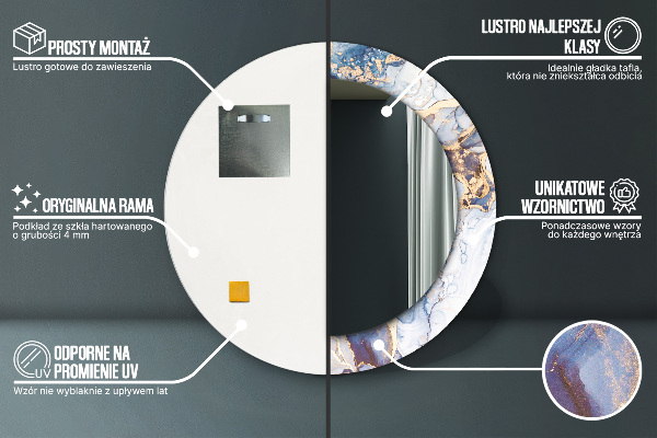 Specchio tondo stampato Arte liquida astratta