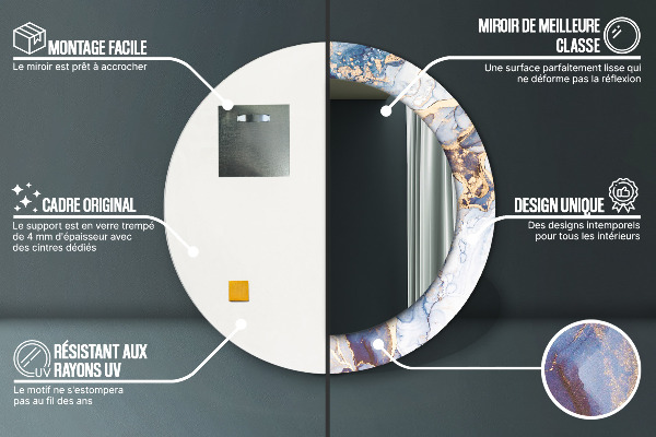 Specchio tondo stampato Arte liquida astratta