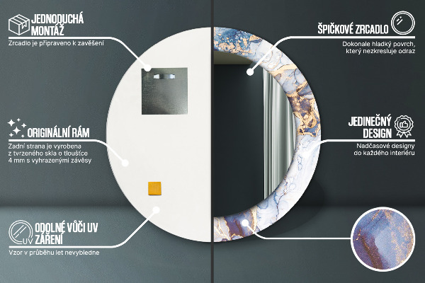 Specchio tondo stampato Arte liquida astratta