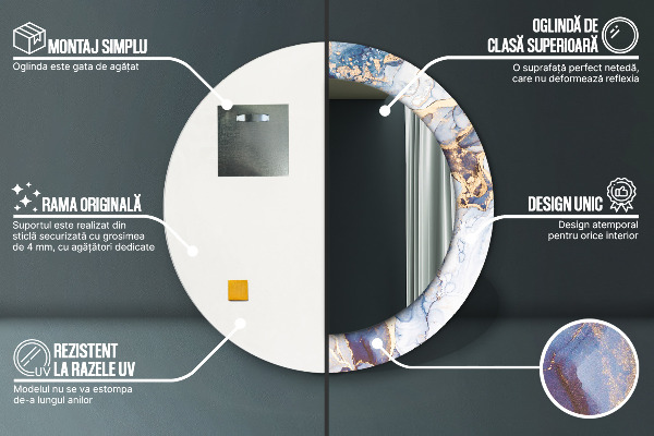 Specchio tondo stampato Arte liquida astratta