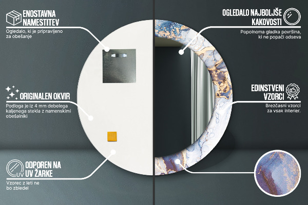 Specchio tondo stampato Arte liquida astratta