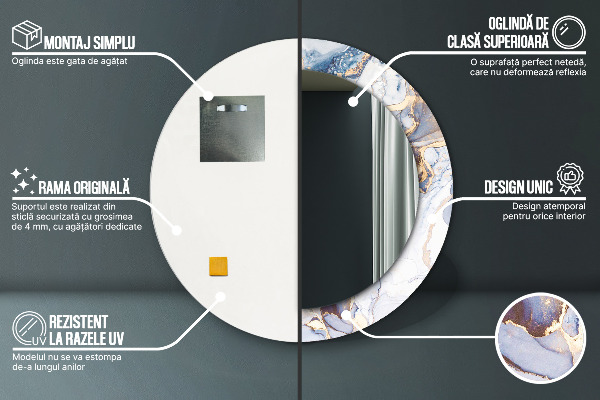 Specchio tondo stampato Arte liquida astratta