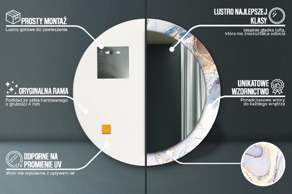 Specchio tondo stampato Arte liquida astratta