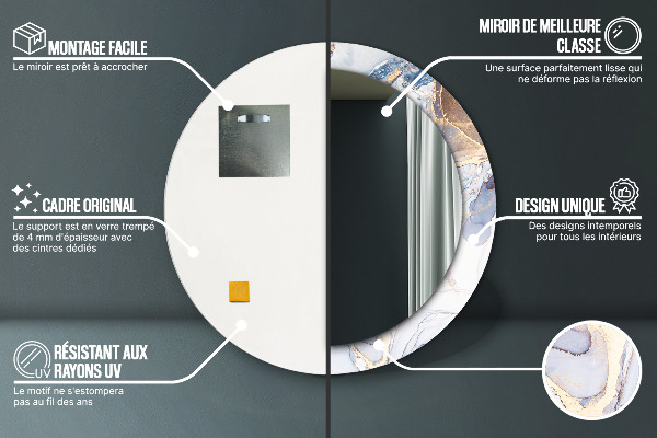 Specchio tondo stampato Arte liquida astratta
