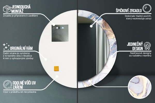 Specchio tondo stampato Arte liquida astratta