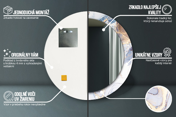 Specchio tondo stampato Arte liquida astratta