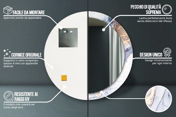 Specchio tondo stampato Arte liquida astratta