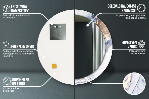 Specchio tondo stampato Arte liquida astratta