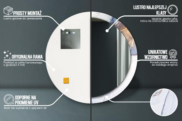 Specchio tondo stampato Arte liquida astratta