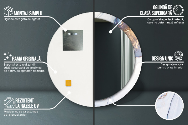 Specchio tondo stampato Arte liquida astratta