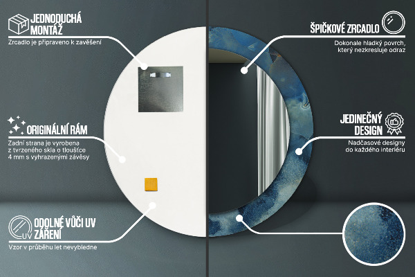 Specchio tondo stampato Onyx di marmo