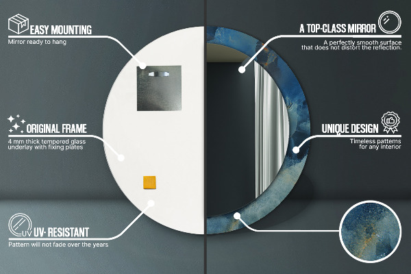 Specchio tondo stampato Onyx di marmo