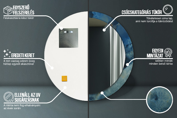 Specchio tondo stampato Onyx di marmo