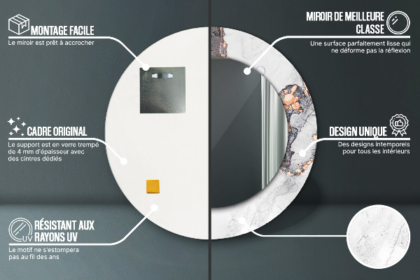 Specchio tondo stampato Fluido astratto