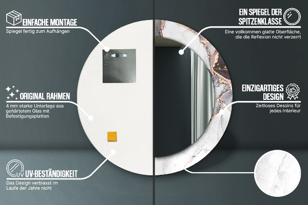 Specchio tondo stampato Fluido astratto