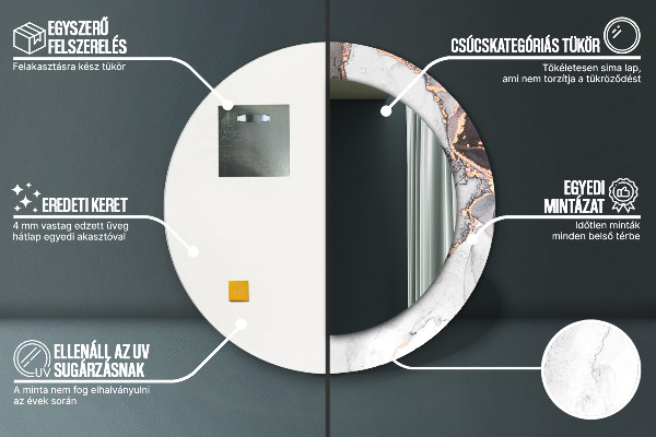 Specchio tondo stampato Fluido astratto