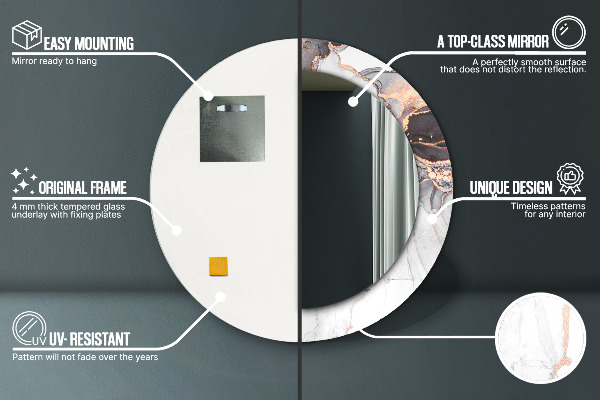 Specchio tondo stampato Fluido astratto