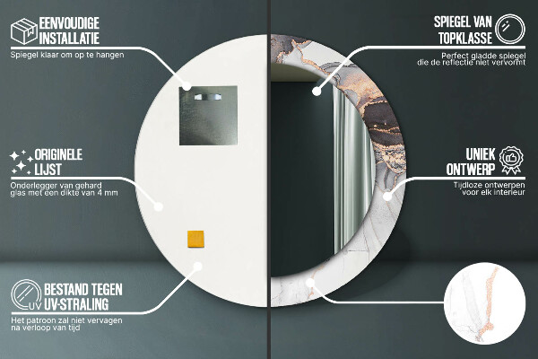 Specchio tondo stampato Fluido astratto