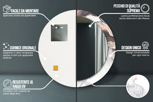 Specchio tondo stampato Fluido astratto
