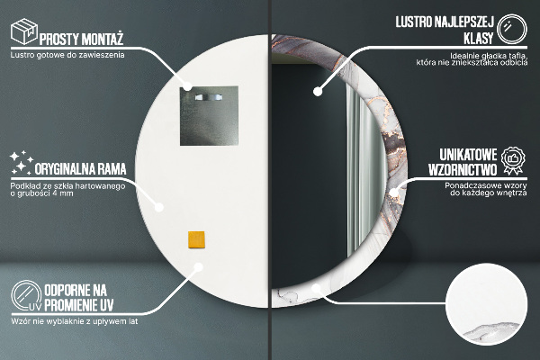Specchio tondo stampato Fluido astratto