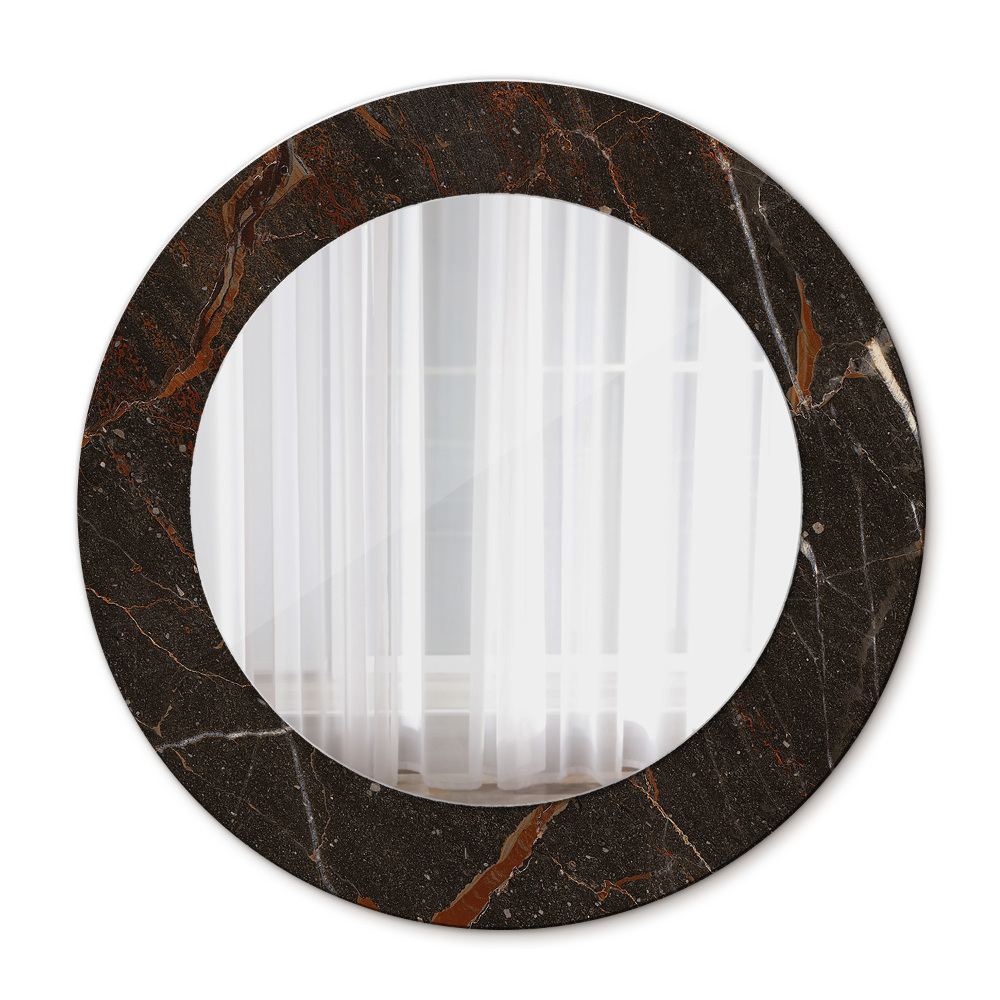 Specchio tondo stampato Marmo marrone