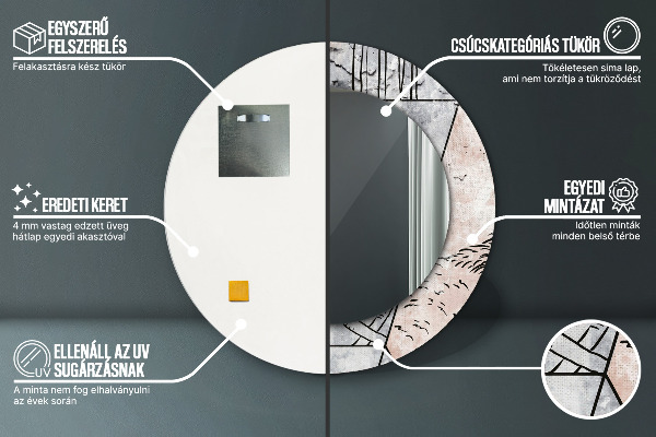 Specchio tondo stampato Astrazione animale