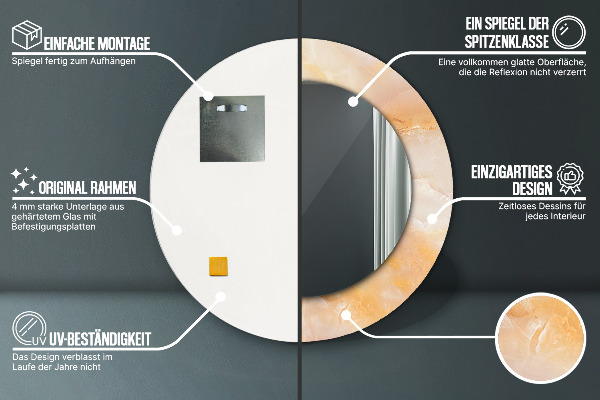 Specchio tondo stampato Onyx di marmo