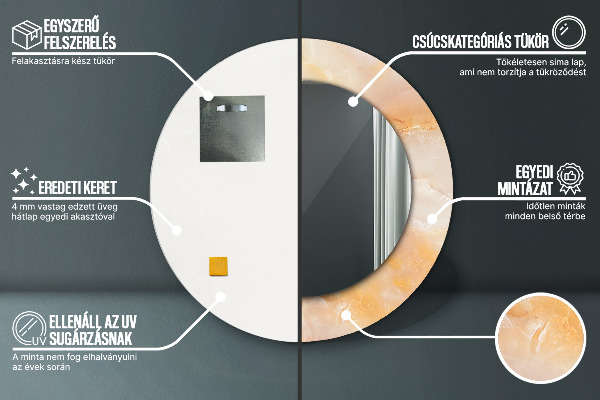 Specchio tondo stampato Onyx di marmo