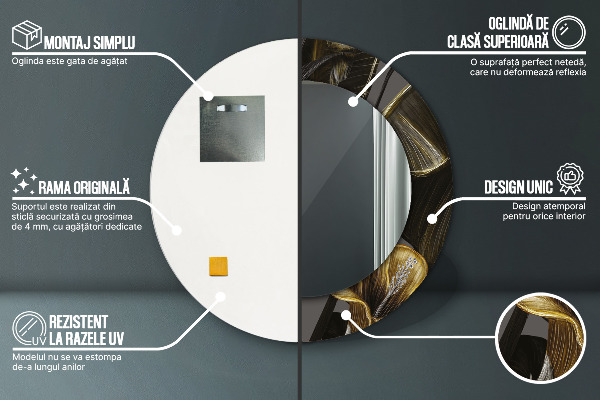 Specchio tondo decoro Fiori di ibisco