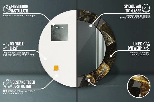 Specchio tondo decoro Fiori di ibisco