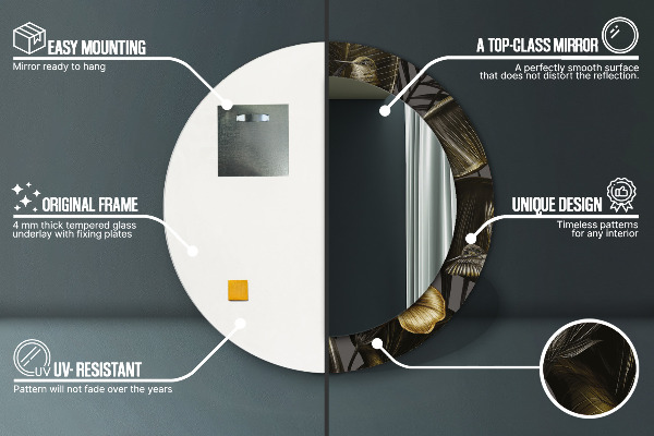 Specchio tondo decoro Fiori di ibisco