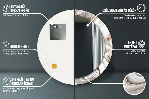 Specchio tondo decoro Marmo luminoso