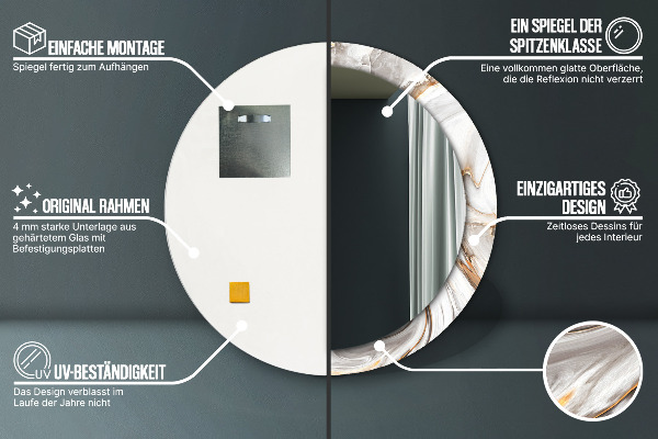 Specchio tondo decoro Marmo luminoso