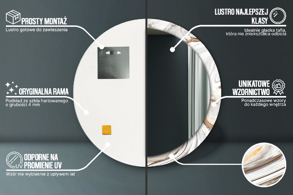 Specchio tondo decoro Marmo luminoso