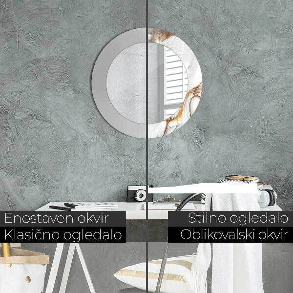 Specchio tondo decoro Marmo luminoso