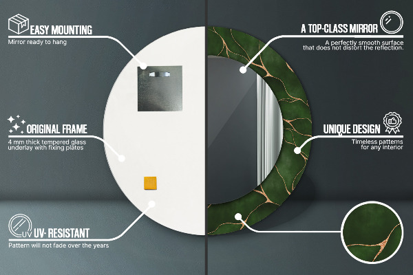 Specchio tondo decoro Foglia astratta