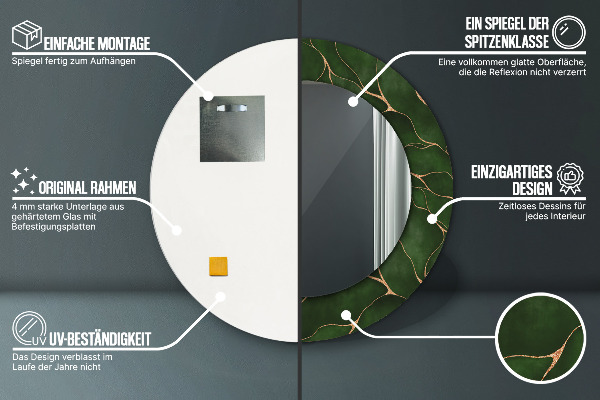 Specchio tondo decoro Foglia astratta