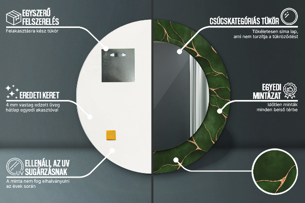 Specchio tondo decoro Foglia astratta