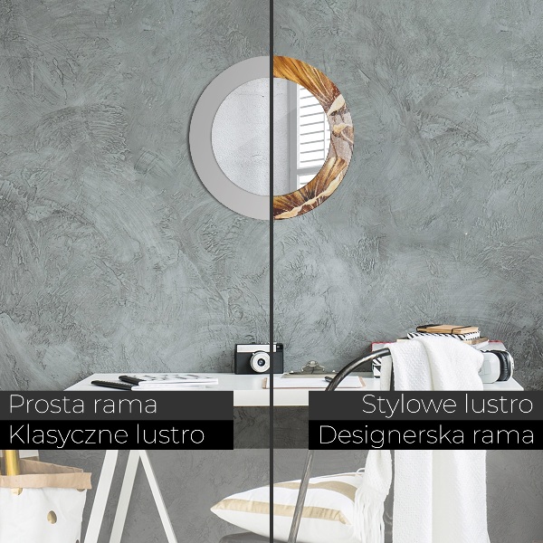 Specchio tondo decoro foglie dorate