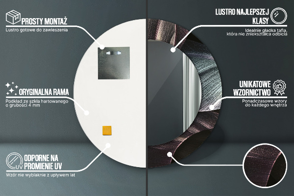 Specchio tondo decoro Foglie tropicali scure