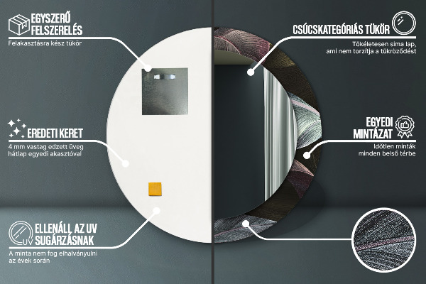 Specchio tondo decoro Foglie tropicali scure