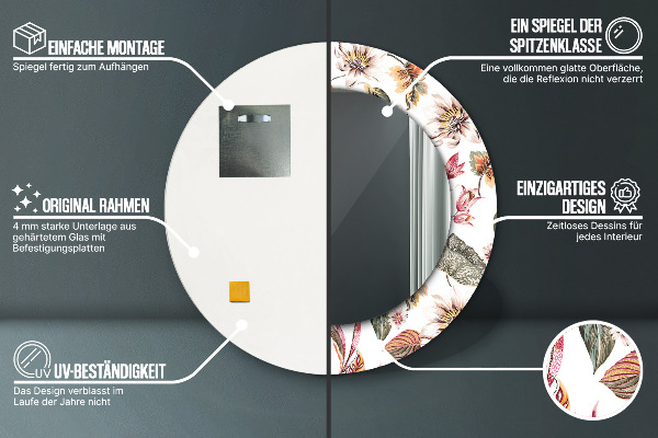 Specchio tondo decoro Fiori vintage