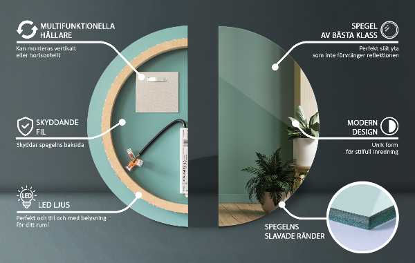 Specchio bagno rotondo con luce fi 40 cm