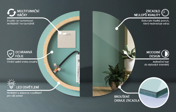 Specchio per bagno rotondo con led fi 60 cm