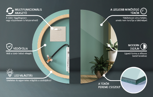 Specchio per bagno retroilluminato fi 90 cm