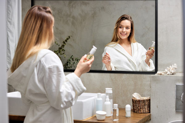 Specchio per bagno rettangolare bordo nero 70x50 cm